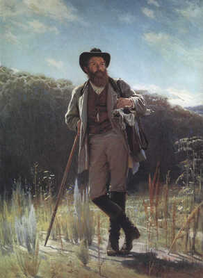 Крамской Иван Николаевич. Монумент пейзажисту (изображен И.И. Шишкин близ станции Козловка  -  Засека под Тулой)